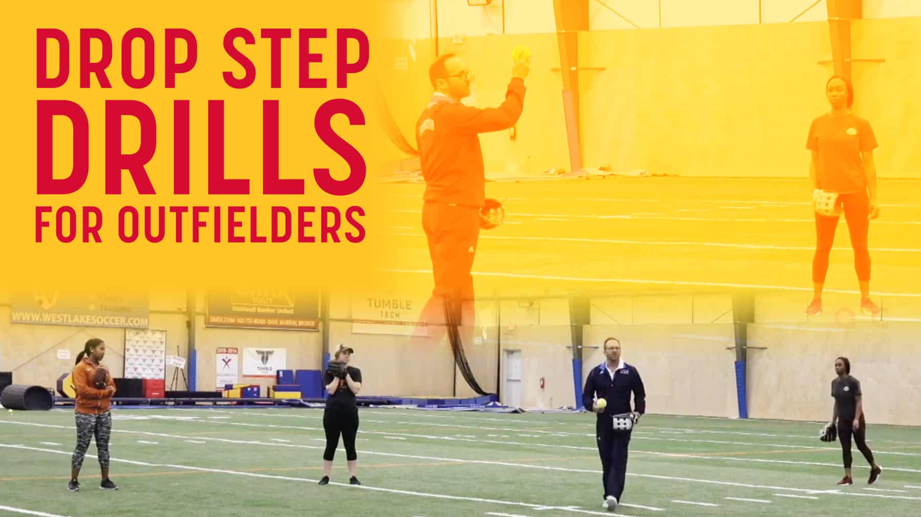 Drop step drills for handling balls hit over outfielders’ heads The