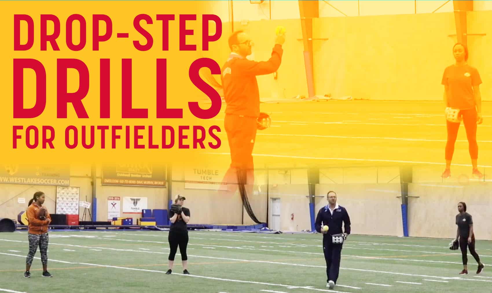 Drop step drills for handling balls hit over outfielders’ heads The