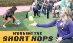 Taylor Van Zee teaching a short hops drill to athletes