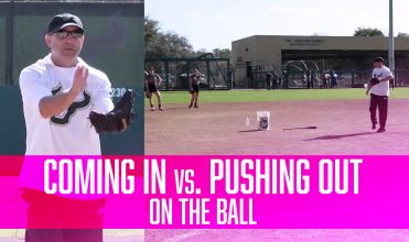 coming in vs. pushing out on the ball